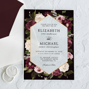 Romantic Dark Moody Floral Wedding Acryl Uitnodigingen