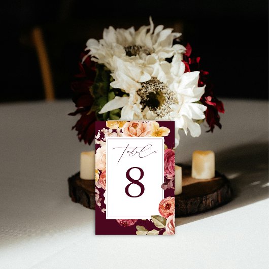 Romantic Deep Burgundy Floral  Bridal Shower  Kaart
