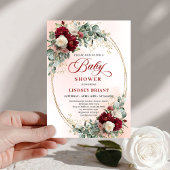 Romantic Deep Red Peony Baby Shower Invitation