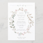 Romantic Delicate Blush Floral Wreath Wedding Menu (Voorkant)