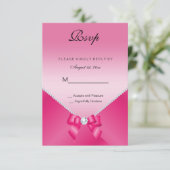 Romantic Diamonds & Roze Bow 30e verjaardag RSVP Kaartje (Staand voorkant)