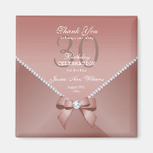 Romantic Diamonds & Roze Bow 30th Birthday Magnet