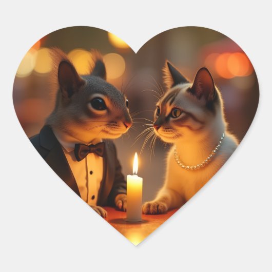 Romantic Dinner Hart Sticker (Voorkant)