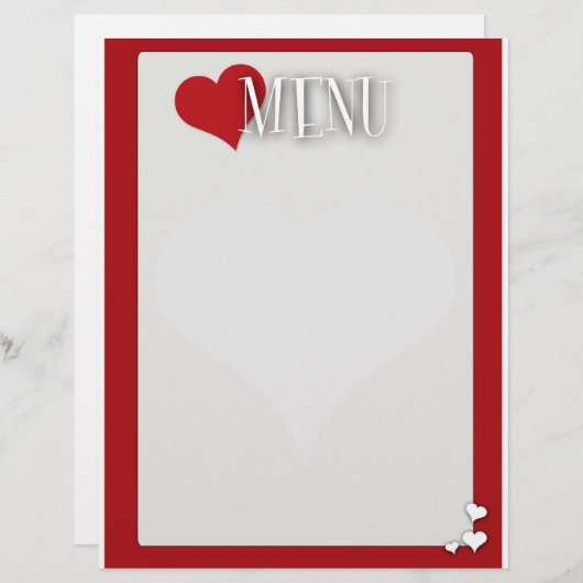 Romantic Dinner menu Blank (Voorkant / Achterkant)
