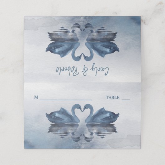 Romantic Double Blue Swan Wedding (Buitenkant ongevouwen)