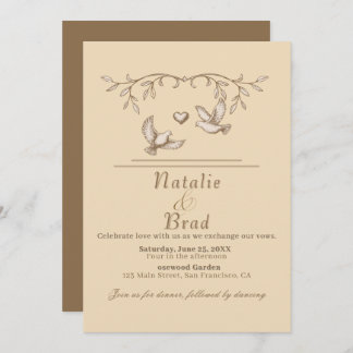 Romantic Dove Wedding Invitation Kaart