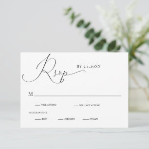 Romantic Drama Calligraphy Wedding RSVP Kaart