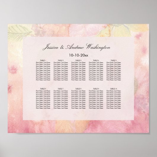 Romantic Dreamweaver Blossom Wedding Seating Chart Poster (Voorkant)