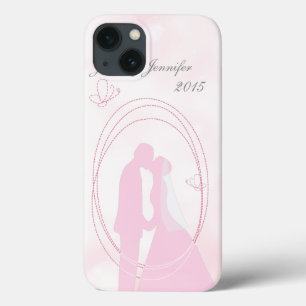 Romantic Droy Pink Wedding Couple iPhone 13 Hoesje