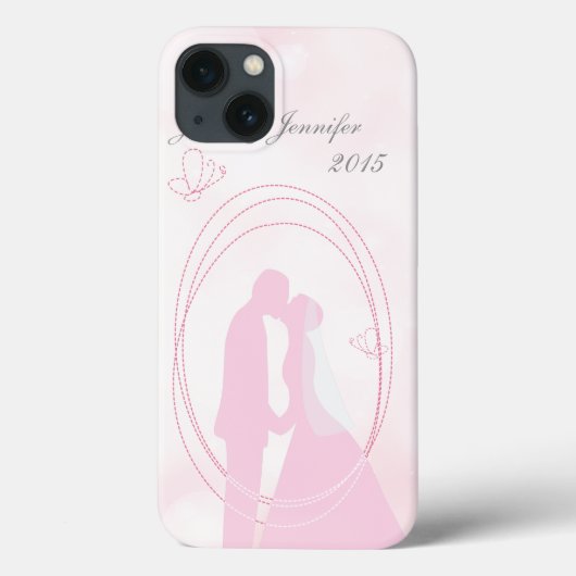 Romantic Droy Pink Wedding Couple Case-Mate iPhone Case (Achterkant)