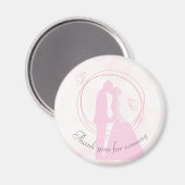 Romantic Droy Pink Wedding Couple Curved Text Magneet (Voorkant / Achterkant)