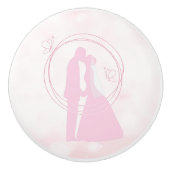 Romantic Droy Pink Wedding Couple Keramische Knop (Voorkant)