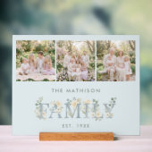 Romantic Dusty Blue Floral Family Monogram MH26 (Neutre)