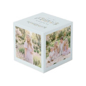 Romantic Dusty Blue Floral Family Monogram MH26 Kubus (Achter hoekig)