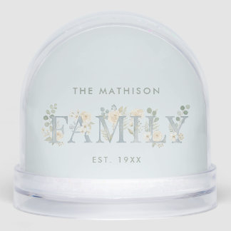Romantic Dusty Blue Floral Family Monogram MH26 Sneeuwbol