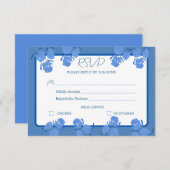 Romantic Dusty Blue Floral RSVP Response Kaart (Voorkant / Achterkant)