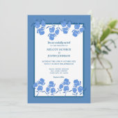 Romantic Dusty Blue Floral Wedding Kaart (Staand voorkant)