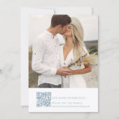 Romantic Dusty Blue Line Art Floral Wedding Save The Date (Achterkant)