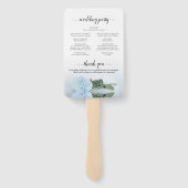 Romantic Dusty Blue Roos Elegant Wedding Programme Handwaaier (Achterkant)