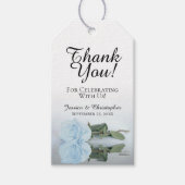 Romantic Dusty Blue Roos Weddenschap Bedankt Cadeaulabel (Voorkant)