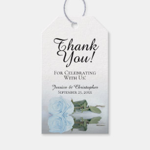 Romantic Dusty Blue Roos Weddenschap Bedankt Cadeaulabel