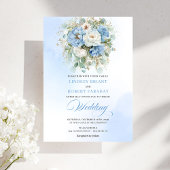 Romantic Dusty Blue White Peony Wedding Invitation