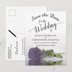Romantic Dusty Paars Roos Wedding Save the Date Aankondigingskaart