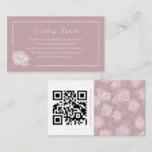 Romantic Dusty Pink White Floral QR code Informatiekaartje (Voorkant / Achterkant)