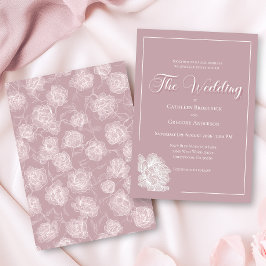 Romantic Dusty Pink White Floral Wedding Kaart