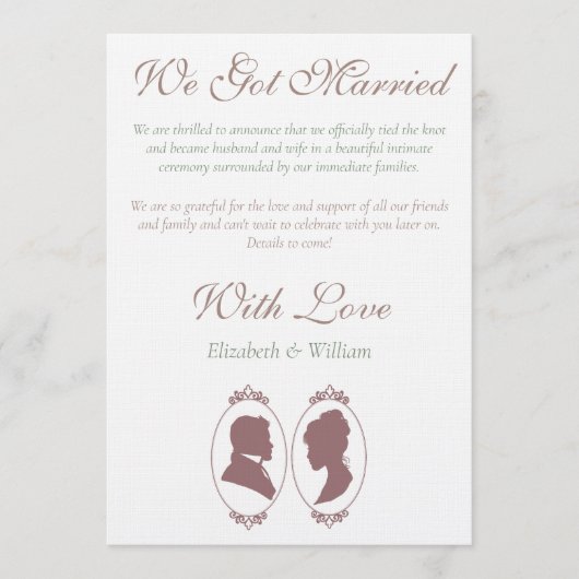 Romantic Dusty Rose Regency Botanical Cameos Kaart (Voorkant)