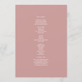 Romantic Dusty Rose Wedding Program Programma (Achterkant)