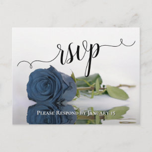 Romantic Dusty Steel Blue Roos Wedding RSVP Briefkaart
