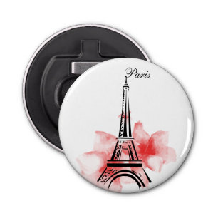 Romantic Eiffel Tower Paris Button Flesopener