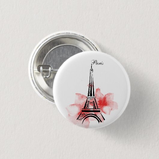 Romantic Eiffel Tower Paris Ronde Button 3,2 Cm (Voorkant /achterkant)