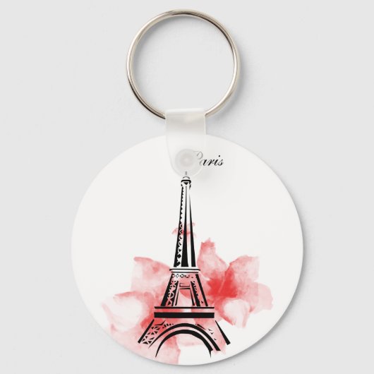 Romantic Eiffel Tower Paris Sleutelhanger (Voorkant)