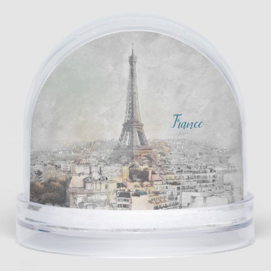 Romantic Eiffel Tower Paris Snow Globe – Vintage (Avant)