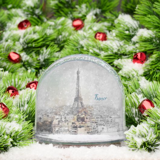Romantic Eiffel Tower Paris Snow Globe – Vintage (Noël)