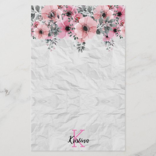 Romantic Elegant Antiek Floral Briefpapier (Voorkant)