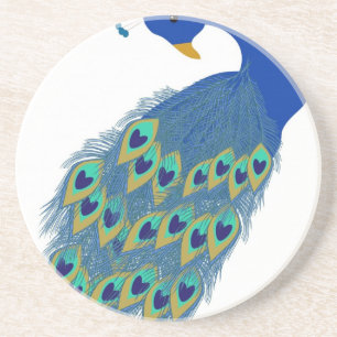 Romantic Elegant Blue Peacock Zandsteen Onderzetter