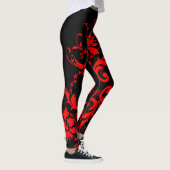 Romantic, Elegant Damask Red Gothic Leggings (Rechts)