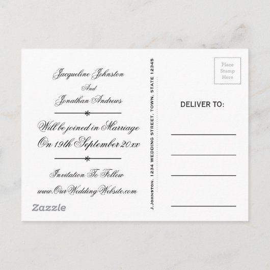 Romantic Elegant Enregistrer La Date Invitation Ca (Dos)