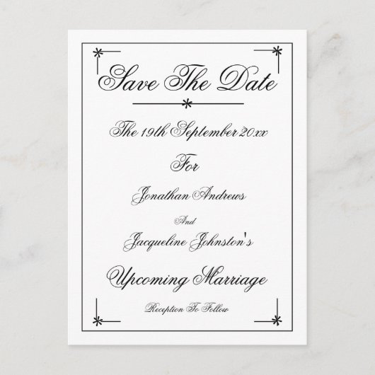 Romantic Elegant Enregistrer La Date Invitation Ca (Devant)
