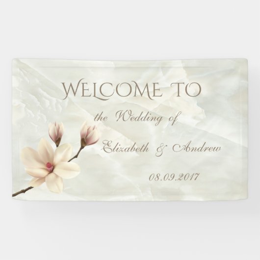 Romantic Elegant Magnolia, Marble Wedding Banner (Horizontaal)