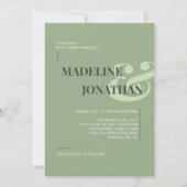 Romantic Elegant Plain Sage Green Wedding Kaart (Voorkant)