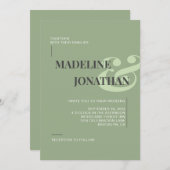 Romantic Elegant Plain Sage Green Wedding Kaart (Voorkant / Achterkant)