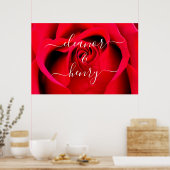 Romantic Elegant Red Rose Couple Names Script Poster (Keuken)