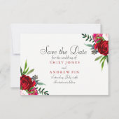 Romantic Elegant Red Rose Sparen de datumkaart Save The Date (Voorkant)