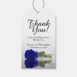 Romantic Elegant Royal Blue Roos Weddenschap Cadeaulabel