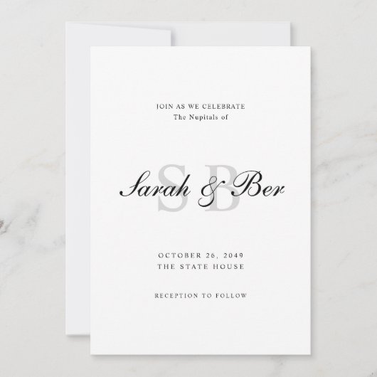 Romantic Elegant Script Wedding Invitation Card (Devant)