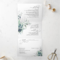 Romantic Elegant Silver Succulent Greenery Wedding
